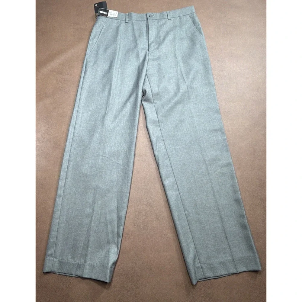 J FERRAR Modern Fit 2 Piece Full Suit Mens 36R 32x30 Sharkskin Gray Wedding New!